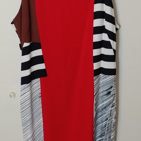 MILLY Dress Abstract Lou Lou Color Block Sheath Dress Sleeveless Modern Minimal - Picture 7 of 8